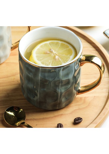 Nordic Coffee Kupalar Mat Lüks Altın Su Cafe Çay Süt Bardaklar Yoğunlaştırılmış Kahve Seramik Bardak Fincan Daire Seti Çanak Kaşık Seti |kupalar (Yurt Dışından)