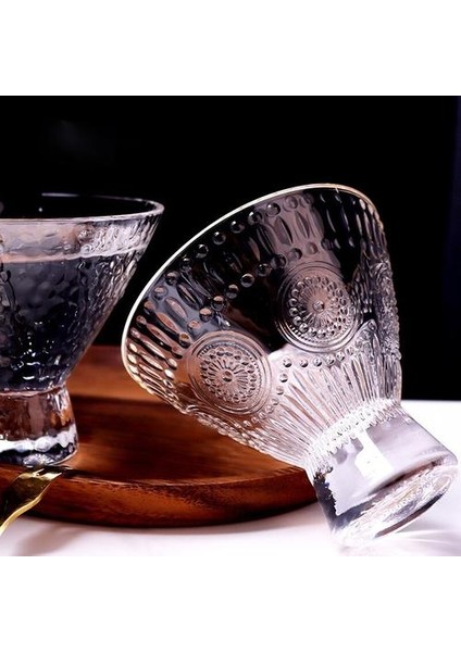 Stil Serin Yaz Dondurma Tatlı Süt Sallamak Bardak Kase Boyalı Kokteyl Şampanya Tatlısı Şarap Cam Drinkware | Gravür (Yurt Dışından) modelleri