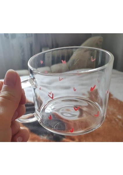 400 ml Yıldız Kalp Mektubu Portre Cam Kupa Kahve Fincanı Kolu ile Çift Bardaklar Kahvaltıda Süt Çay Suyu Soğuk Eşarp Eşyaları Bira | Gravür (Kırmızı Kalp) (Yurt Dışından)