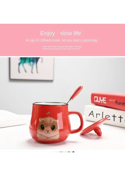 Sevimli Karikatür Kedi Seramik Kahve Kupa Kapak ile Yaratıcı Hayvan Desen Kupalar Drinkware Kahve Çay Bardağı Yenilik Hediyeler Süt Kupası | Kupalar (Kırmızı) (Yurt Dışından) modelleri