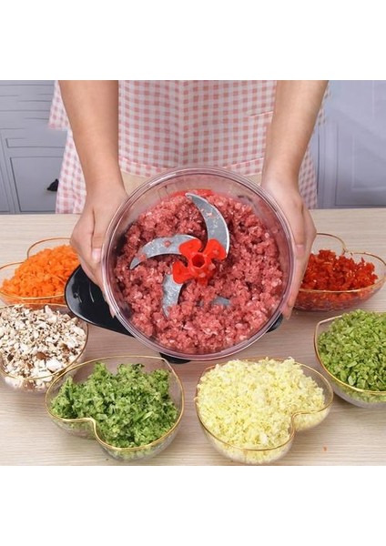 Yüksek Kapasiteli Kıyma Işlevli Grater Manuel Sebze Kesici Mutfak Kolaylık Sarımsak Basın Ev Armatürü (2500ML) (Yurt Dışından)