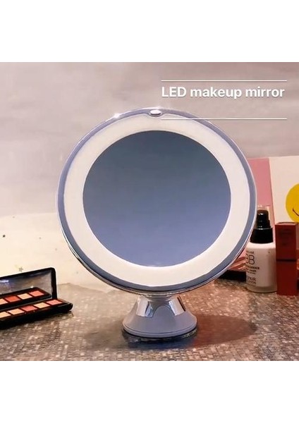 Banyo Aynası 10X Makyaj Vanity Ayna Banyoda LED Işıklı Taşınabilir El Kozmetik Büyütme Işık Aynalar | Banyo Aynaları (Yurt Dışından)