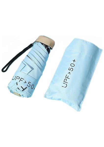 Güneş Şemsiyesi Çok Küçük Mini Şemsiye Vinil Şemsiye Cep Güneş Koruma ve Ultraviyole Koruma Parasol (Mavi) (Yurt Dışından)