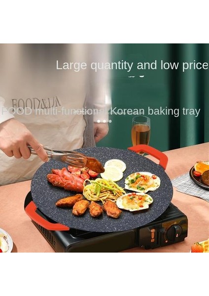 Koreli Tarzı Maifan Stone Yuvarlak Yuvarlak Yapışmaz Kızartma Tavası, Açık Barbekü Piknik Taşınabilir Kaset Sobası Evrensel Barbekü Pan (Yurt Dışından) fiyatları