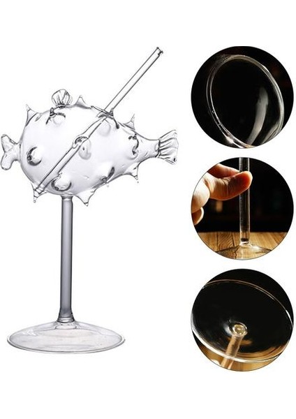1 Adet Yaratıcı Globefish Shape Goblet Pratik Kokteyl Cam (Şeffaf) | (Yurt Dışından) modelleri