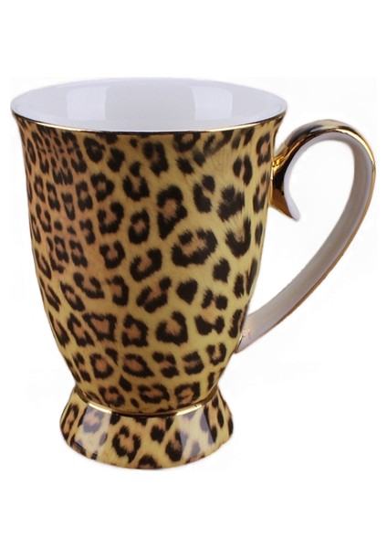 300 ml Moda Seramik Kahve Kupa Doğal Porselen Handgrip Süt Leopar Kahvaltı Çay Bardağı Ofis Kahve Fincanı Su Şişesi | Kupalar (Sarı) (Yurt Dışından)