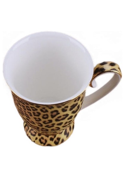 300 ml Moda Seramik Kahve Kupa Doğal Porselen Handgrip Süt Leopar Kahvaltı Çay Bardağı Ofis Kahve Fincanı Su Şişesi | Kupalar (Sarı) (Yurt Dışından) modelleri