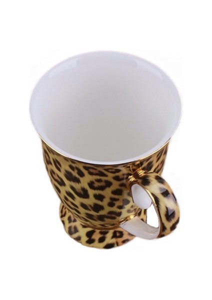 300 ml Moda Seramik Kahve Kupa Doğal Porselen Handgrip Süt Leopar Kahvaltı Çay Bardağı Ofis Kahve Fincanı Su Şişesi | Kupalar (Sarı) (Yurt Dışından) fırsatları