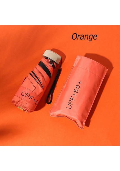 Güneş Şemsiyesi Çok Küçük Mini Şemsiye Vinil Şemsiye Cep Güneş Koruma ve Ultraviyole Koruma Parasol (Turuncu) (Yurt Dışından)