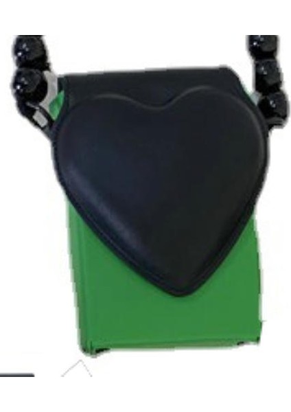 Şık Kişilik Şeftali Kalp Küçük Koku Cep Telefon Torbası, Black Pearl Love Küçük Kare Çanta, Kadınlar Tek Omuzlu Messenger Çantası (Yurt Dışından)