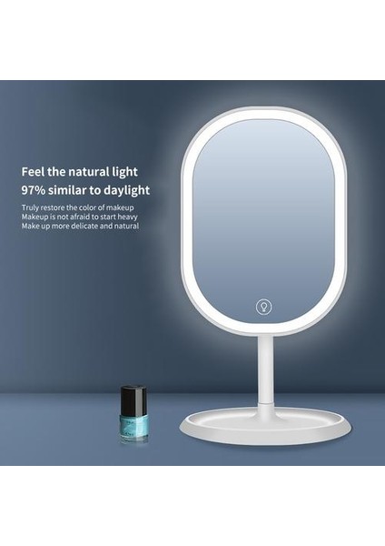 Makyaj Aynası ile 20 Leds Kozmetik Ayna Dokunmatik Dimmer Anahtarı Şarj Edilebilir Pil LED Vanity Ayna Masa Üstü Için Standı | Banyo Aynaları (Yurt Dışından)