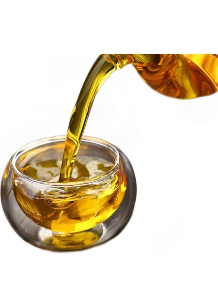 El Yapımı Çay Setleri 6 Adet / Grup 50 ml Isıya Dayanıklı Çift Duvar Küçük Cam Kupa Çin Kung Fu Çay Çiçek Çay Su Bardağı | Cam Kupa | Çift Duvar Kupası (Beyaz) (Yurt Dışından)