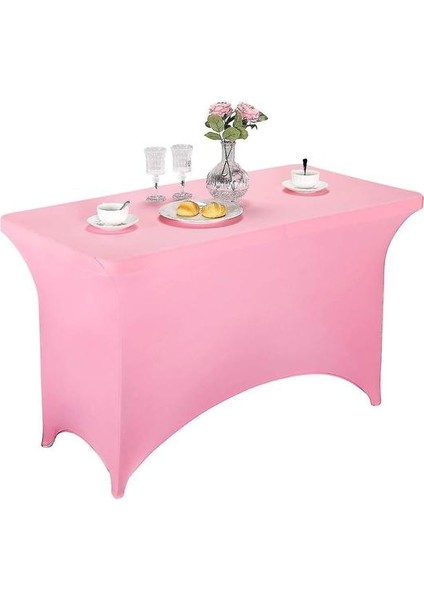 Koyu Pembe 8ft 2 Adet Spandex Donatılmış Streç Masa Örtüsü Dikdörtgen Eğitim Streç Masa Örtüsü Için Ziyafet CAI1454 (Yurt Dışından)