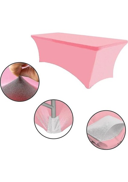 Koyu Pembe 8ft 2 Adet Spandex Donatılmış Streç Masa Örtüsü Dikdörtgen Eğitim Streç Masa Örtüsü Için Ziyafet CAI1454 (Yurt Dışından)
