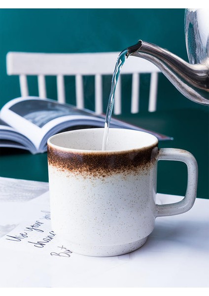 Vintage Seramik Kahve Kupalar 300 ml Susam Sırlı Kupalar Kolu Ev Drinkware ile | Kupalar (Beyaz) (Yurt Dışından) modelleri
