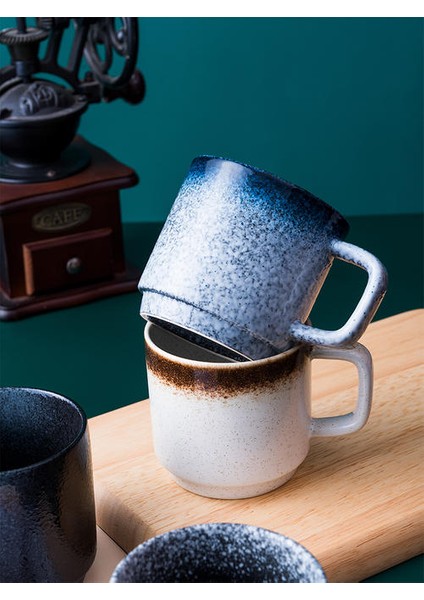 Vintage Seramik Kahve Kupalar 300 ml Susam Sırlı Kupalar Kolu Ev Drinkware ile | Kupalar (Beyaz) (Yurt Dışından) indirimleri