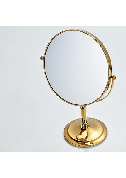 Lüks Altın Pirinç Makyaj Aynası 8 Inç Yuvarlak Çift Taraflı Ayna 360 Derece Dönen Standı Vanity Büyüteç Ayna | Banyo Aynaları (Yurt Dışından) modelleri