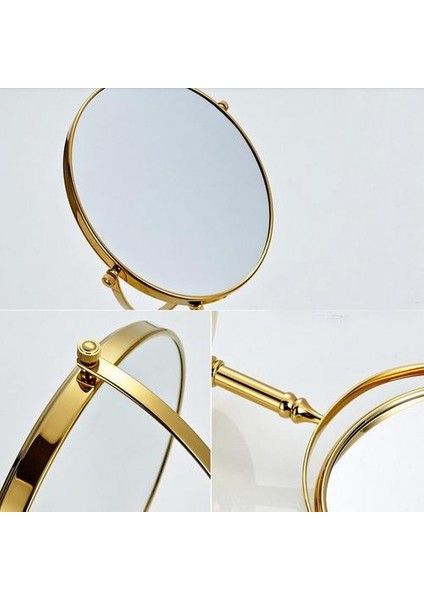 Lüks Altın Pirinç Makyaj Aynası 8 Inç Yuvarlak Çift Taraflı Ayna 360 Derece Dönen Standı Vanity Büyüteç Ayna | Banyo Aynaları (Yurt Dışından) fırsatları