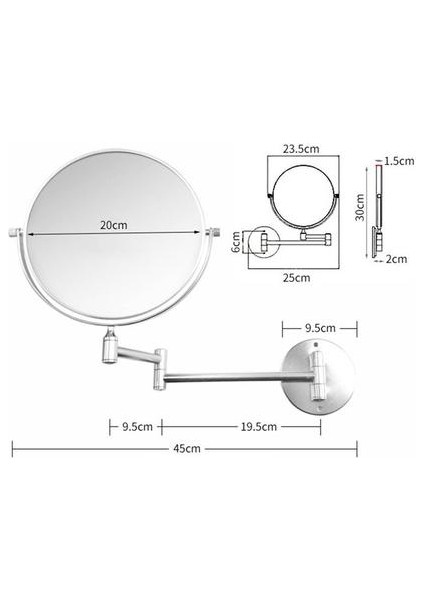 Banyo Makyaj Aynası Ayarlanabilir Duvar Katlanır Kol Vanity Büyüteç Genişletmek Çift Taraflı Makyaj Aynası | Banyo Aynaları (Yurt Dışından)