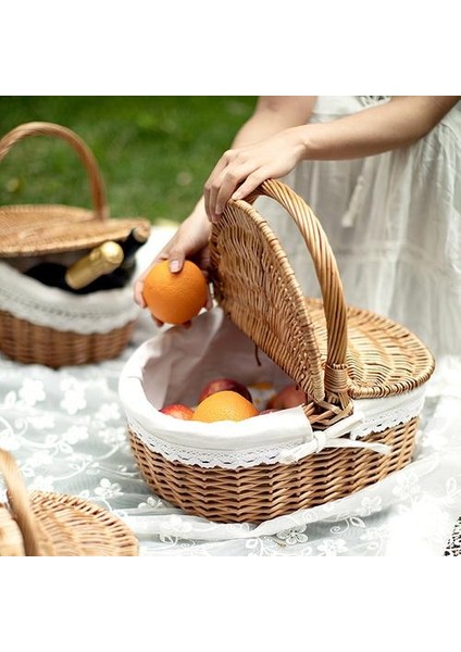 Rattan Depolama Tepsisi, Saplı Yuvarlak Sepet, El Dokuma, Rattan Tepsi Hasır Sepet Ekmek Meyve Gıda Kahvaltı Ekranı | Depolama Sepetleri (Yurt Dışından)