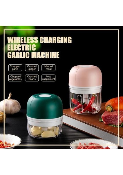 100ML Mini USB Elektrikli Sarımsak Masher Sağlam Basın Kıyma Sebze Biber Yemindir Food Chopper Mutfak Aletleri (Pembe) (Yurt Dışından)