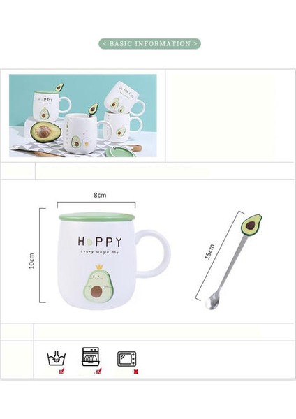 Avokado ile Kupalar Komik Kahve Fincanı Seramik Yaratıcı Renk Isıya Dayanıklı Kupa Kapaklı 400 ml Çocuk Ofis Ev Drinkware Hediye | Kupalar (Yeşil) (Yurt Dışından) indirimleri