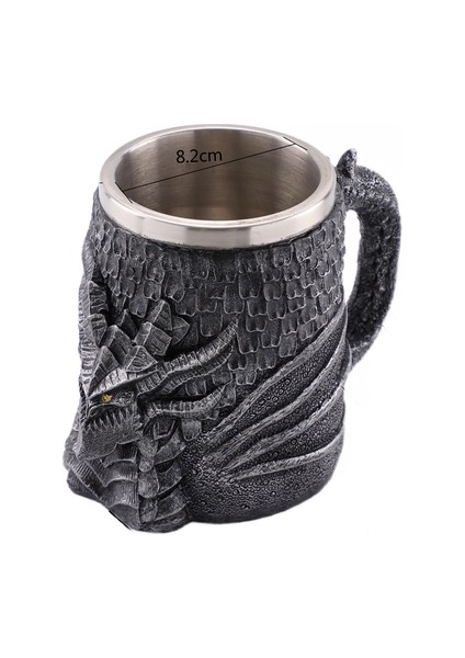 Ortaçağ Dragon Reçine Paslanmaz Çelik Bira Kupa 600 ml Retro Tankard Kafatası Kahve Fincanı Çay Kupa Tumbler Pub Bar Dekor | Kupalar (Siyah) (Yurt Dışından)