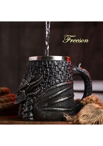 Ortaçağ Dragon Reçine Paslanmaz Çelik Bira Kupa 600 ml Retro Tankard Kafatası Kahve Fincanı Çay Kupa Tumbler Pub Bar Dekor | Kupalar (Siyah) (Yurt Dışından) fiyatları