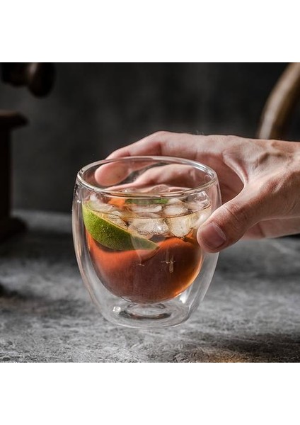 Çift Duvar Shot Cam Bardak Seti Espresso Kahve Kupalar Viski Kokteyl Bira Cam Yalıtımlı Tumbler Şeffaf Bardak Drinkware | Kupalar (Beyaz) (Yurt Dışından)