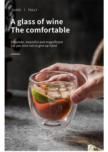 Çift Duvar Shot Cam Bardak Seti Espresso Kahve Kupalar Viski Kokteyl Bira Cam Yalıtımlı Tumbler Şeffaf Bardak Drinkware | Kupalar (Beyaz) (Yurt Dışından)