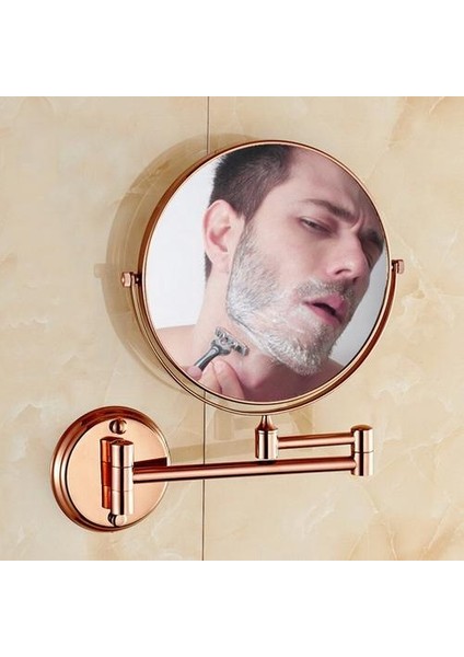 Lüks Gül Altın Uzatılabilir 8 Inç Büyüteç Banyo Aynası 360 Derece Çift Taraflı Duvara Monte Makyaj Aynası | Banyo Aynaları (Yurt Dışından)
