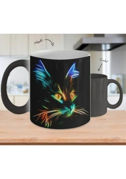 Sihirli Kedi Kahve Kupa Renk Değiştirme Kupalar Kupası 110Z Seramik Çay Süt Kupası Hediye | Kupalar (Siyah) (Yurt Dışından) modelleri