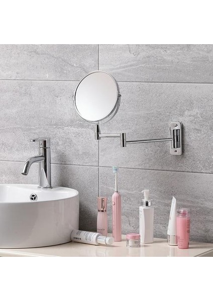 Bakır Güzellik Ayna Duvara Monte Katlanır Çift Taraflı Teleskopik Ayna Banyo Vanity Ayna 3 Kez Büyütme (Yurt Dışından)