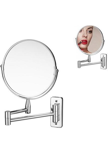 Bakır Güzellik Ayna Duvara Monte Katlanır Çift Taraflı Teleskopik Ayna Banyo Vanity Ayna 3 Kez Büyütme (Yurt Dışından)