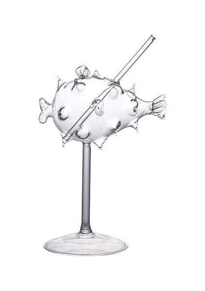 Globefish Şekli Kokteyl Cam Yaratıcı Cam Şarap Kupası Goblet (Şeffaf) | Kokteyl Camı (Yurt Dışından)
