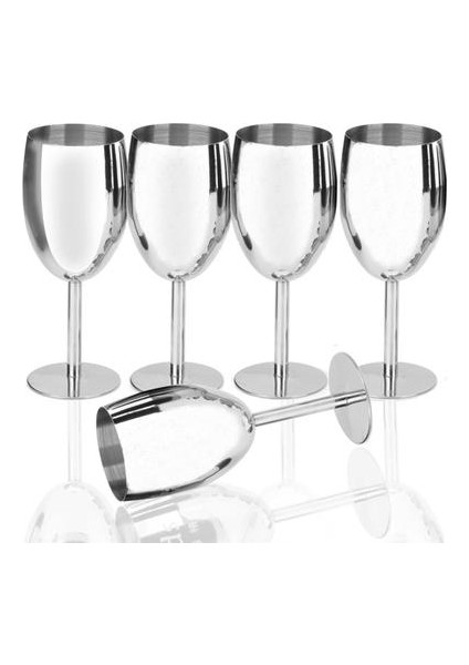 1 Adet / Grup 265 ml Paslanmaz Çelik Şarap Kupası Cam Gümüş Kadeh Meyve Suyu Içecek Metal Bardaklar Şampanya Goblet Parti Barware Mutfak Aletleri | Kokteyl Camı (Yurt Dışından)