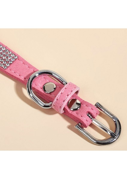 Ilmek Süet Deri Rhinestone Köpek Yaka ve Tasma Set Küçük Orta Köpekler Için Pet Köpek Kedi Chihuahua Yaka Kediler | Köpek Kedi Yaka | Kitten Collarcat Yaka (Pembe) (Yurt Dışından) modelleri
