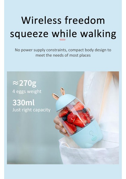 Taşınabilir Elektrik Sıkacağı Ev Sıkacağı Fincan Blender Meyve USB Şarj Mini Smoothie Blender Sıkacağı Tavşan Şekli | Sıkacaklar (Beyaz) (Yurt Dışından)