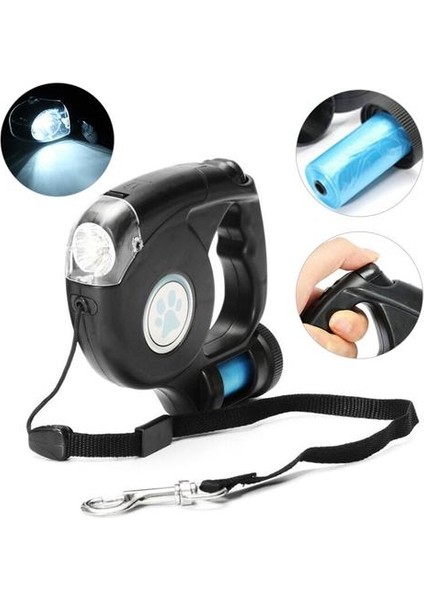 4.5 M Pet Köpek Tasma LED El Feneri Otomatik Geri Çekilebilir Köpek Tasma Kurşun Uzatılabilir Çekiş Halat Çöp Çantası ile Pet Malzemeleri | Tasmalar (Yurt Dışından) fiyatları