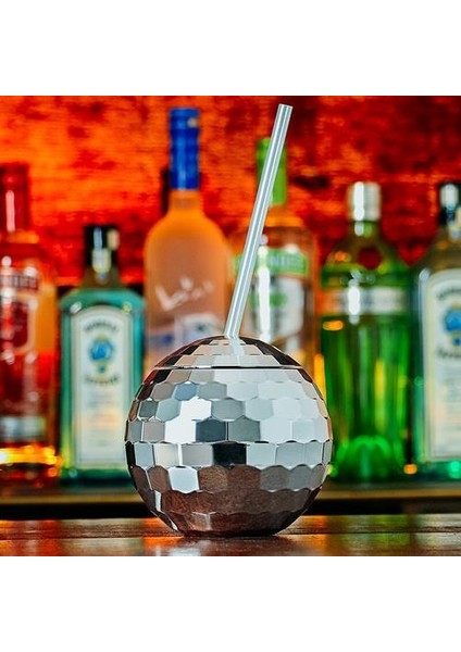 Parlak Simli Disko Topu Kokteyl Hasır Fincan Gece Kulübü Tipsy Parti Şarap Cam Taşınabilir (Yurt Dışından)
