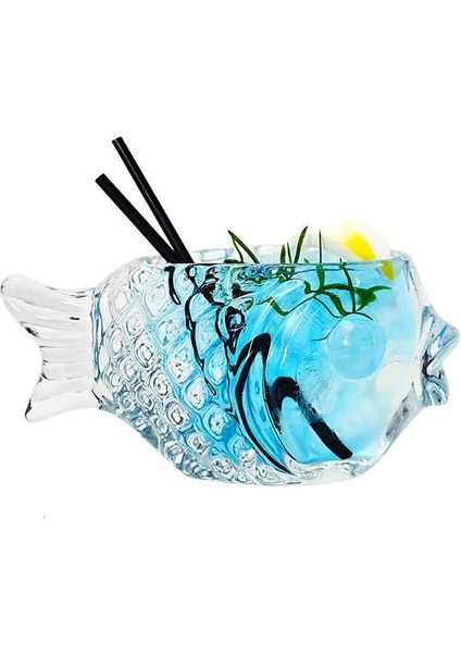 Yaratıcı 3D Şeffaf Balık Şekli Bar Kokteyl Cam Parti Kalın Ağır Güzel Smoothies Kase Kupası Soğuk Içecek Tiki Gözlük Kupa | Kokteyl Camı (Yurt Dışından)