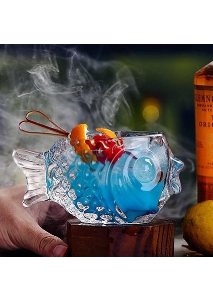 Yaratıcı 3D Şeffaf Balık Şekli Bar Kokteyl Cam Parti Kalın Ağır Güzel Smoothies Kase Kupası Soğuk Içecek Tiki Gözlük Kupa | Kokteyl Camı (Yurt Dışından)