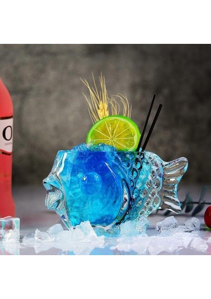 Yaratıcı 3D Şeffaf Balık Şekli Bar Kokteyl Cam Parti Kalın Ağır Güzel Smoothies Kase Kupası Soğuk Içecek Tiki Gözlük Kupa | Kokteyl Camı (Yurt Dışından)