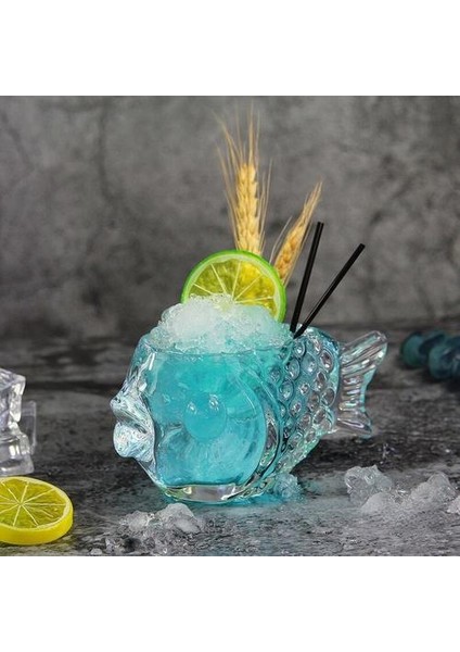 Yaratıcı 3D Şeffaf Balık Şekli Bar Kokteyl Cam Parti Kalın Ağır Güzel Smoothies Kase Kupası Soğuk Içecek Tiki Gözlük Kupa | Kokteyl Camı (Yurt Dışından)
