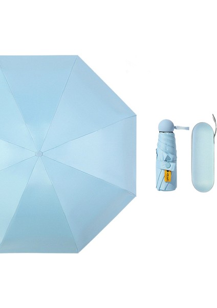 Kapsül Şemsiye Mini Güneş Şemsiye Güneş Koruyucu Ultra Hafif Anti Ultraviyole Küçük Cep Katlanır Şemsiye (Mavi) (Yurt Dışından)