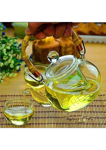 Sıcak Drinkware 600 ml Çay Seti Borosilikat Cam Uygun Isıtmalı Çaydanlık Şeffaf Ofis Çiçek Çay Pot | Pot Şeffaf | Pot Çaydanlık Cam Çaydanlık (Yurt Dışından)