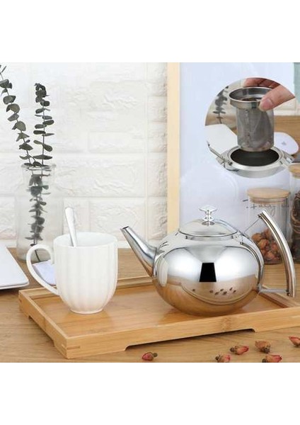 Çaydanlık 2l Gümüş Renkler Filtre ile Paslanmaz Çelik Çaydanlık Modern Ev Otel Coffee Restoran Gümüş Çay Su Isıtıcısı | Çaydanlıklar (2l Gümüş) (Yurt Dışından)