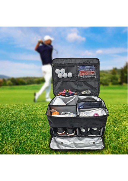 Golf Bagaj Organizatörü Fermuar Suya Dayanıklı 2 Katmanlı Katlanabilir Dolap (Yurt Dışından)