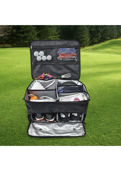 Golf Bagaj Organizatörü Fermuar Suya Dayanıklı 2 Katmanlı Katlanabilir Dolap (Yurt Dışından)