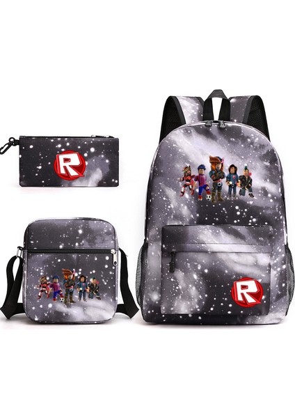 Roblox Oyunu Erkek ve Kadın Sırt Çantası Öğrenci Okul Çantası Küçük Omuz Çantası Kalem Çantası Üç Parçalı Set (Yurt Dışından)